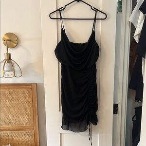Garage L Elegant Black Mesh Ruched Dress BNWT